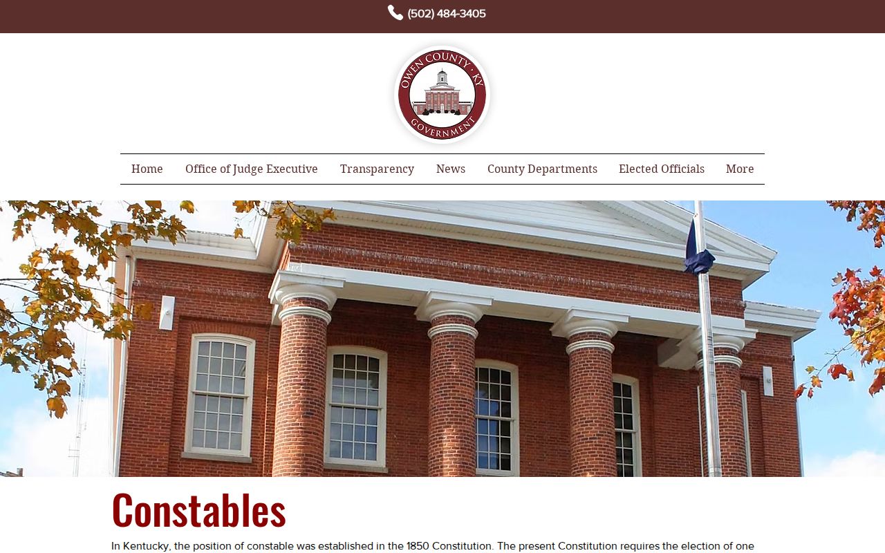 Owen County constables page showing Monterey in vacant District 4