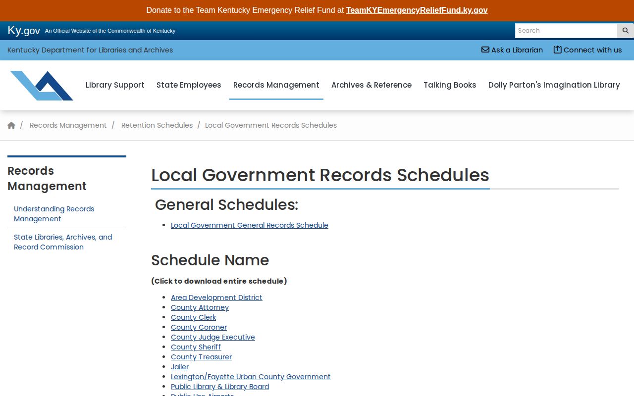 Owen County older booking record retention schedule